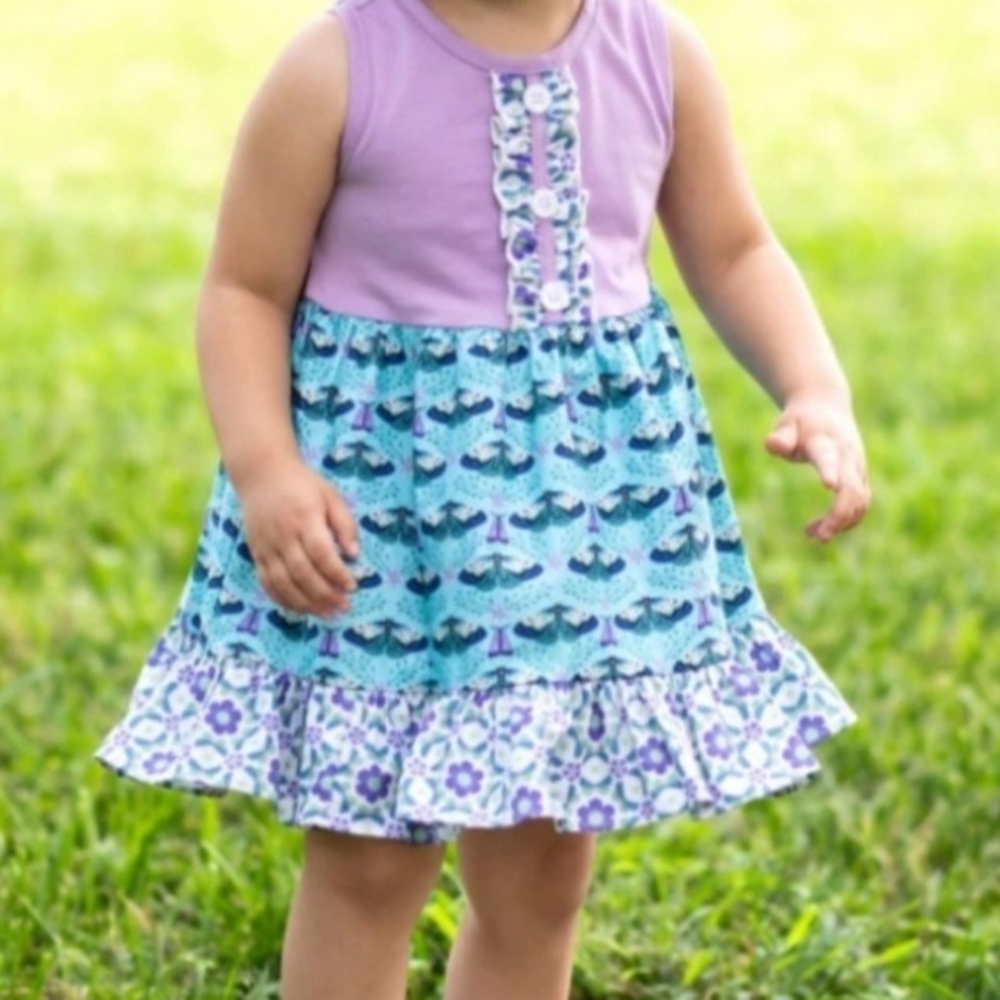 Charming Purple and Blue Kids Dress